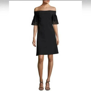 Chiara Boni La Petite RobeAmice Off-the-Shoulder Laser-Cut Jersey Cocktail Dress